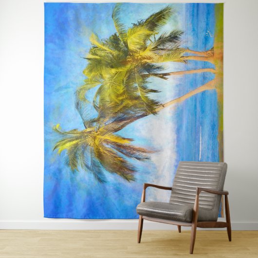 Strandlandschaft Coconut Palm Tree Sea Scene Wandteppich (Beispiel)