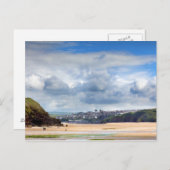 Strandlandschaft in der Bucht von Daymer in Cornwa Postkarte (Vorne/Hinten)