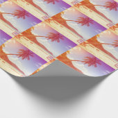 Strandlandschaft, Kokospalmen, Holzbett. Geschenkpapier (Ecke)