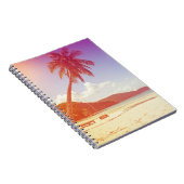 Strandlandschaft, Kokospalmen, Holzbett. Notizblock (Rechte Seite)