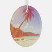 Strandlandschaft, Kokospalmen, Holzbett. Ornament Aus Glas (Vorderseite Rechts)