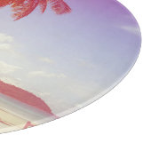 Strandlandschaft, Kokospalmen, Holzbett. Schneidebrett (Ecke)