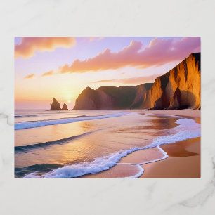 Strandlandschaft Küste Sonnenuntergang Friedliche Folien Feiertagspostkarte