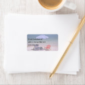 Strandlandschaft mit Liegestühlen Adressaufkleber (Insitu)