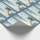 Strandlandschaft mit Sailboats Wasserfarben Muster Geschenkpapier (Ecke)