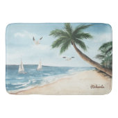 Strandlandschaft mit Sailboats Wasserfarbenbad Badematte (Vorderseite)