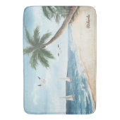 Strandlandschaft mit Sailboats Wasserfarbenbad Badematte (Vorderseite Vertikal)