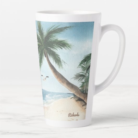 Strandlandschaft mit Sailboote Wasserfarbe Milchtasse (Rechts)