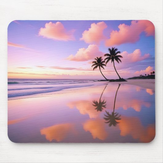 Strandlandschaft Tropical Sunset Dusk Ruhige Lage Mousepad (Vorne)
