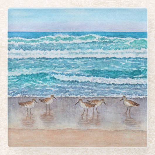 Strandläufer an der Monterey Bay Glasuntersetzer (Vorderseite)