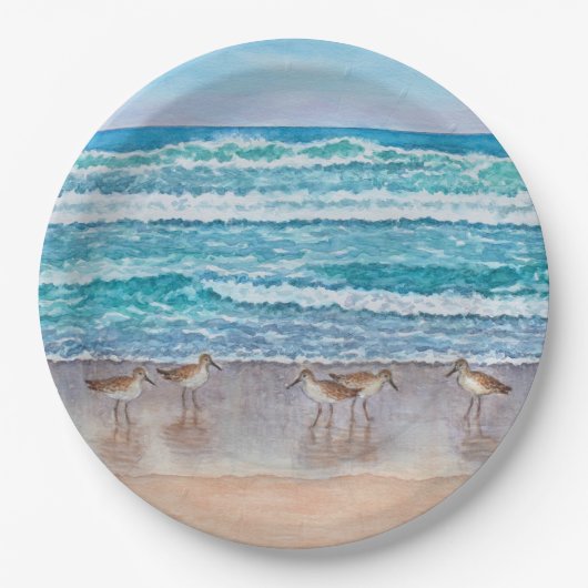 Strandläufer an der Monterey Bay Pappteller (Vorderseite)
