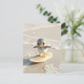 Strandläufer lernt surfen postkarte (Stehend Vorderseite)