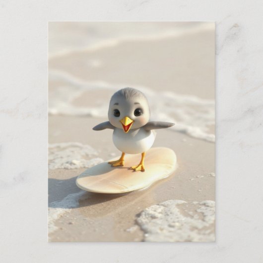 Strandläufer lernt surfen postkarte (Vorderseite)