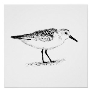 Strandläufer-Monochrom-Druck Poster
