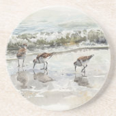 Strandläufer Strand Kunst Aquarelle Getränkeuntersetzer (Vorne)