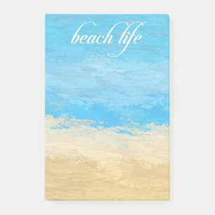 Strandleben Aquarellfarben nach der Einführung Post-it Klebezettel