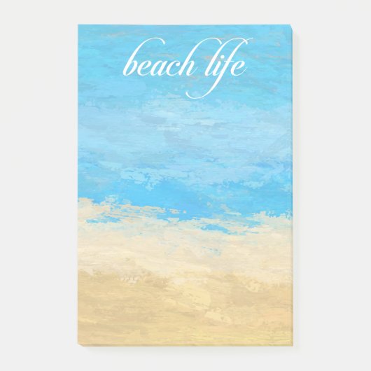 Strandleben Aquarellfarben nach der Einführung Post-it Klebezettel (Vorderseite)
