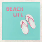 Strandleben Flip Flops Glasuntersetzer (Vorderseite)
