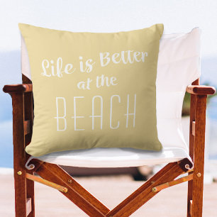 Strandleben ist besser Cute Küsten Nautical Gelb Kissen