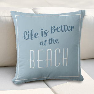 Strandleben ist besser Cute Küsten Nautilus Blau Kissen