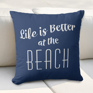 Strandleben ist besser Cute Typography Nautical Bl Kissen
