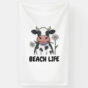 Strandleben Kuh Vintage-Stich T-Shirt Design_1 Banner