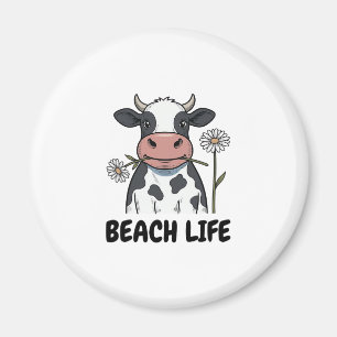Strandleben Kuh Vintage-Stich T-Shirt Design_1 Magnet