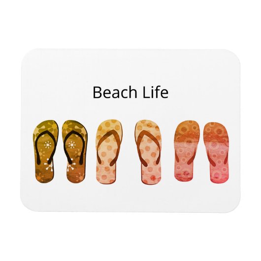 Strandleben und Rote Flip Flops Magnet (Horizontal)