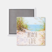 Strandleben Wasserfarbe Strandweg Magnet (Vorderseite/Rückseite)