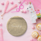 Strandleben Zitat klares Meer Wasser Gold Sepia GR Pappteller (Party)