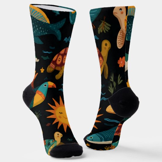 Strandlebens-Tier-Crew-Socken-Geschenk Socken (Gewinkelt)