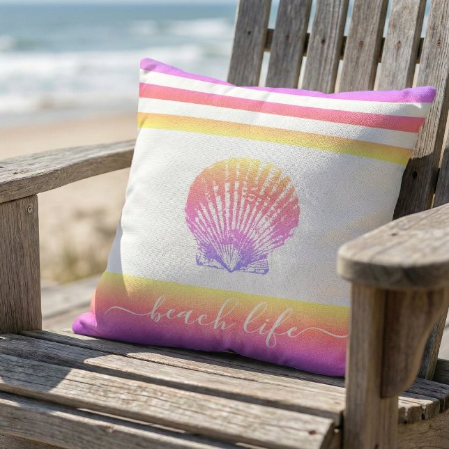 Strandlebensschrift gelb pink ombre seashell fett kissen (Von Creator hochgeladen)