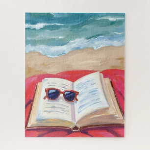 Strandlektüre Ozeanwellen Aquarellmalerei Puzzle