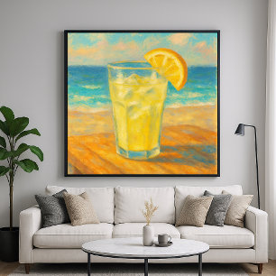 Strandlemonade - Stillleben im pastellfarbenen Mal Poster