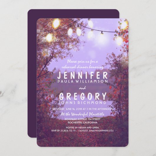 Strandlicht Rustikale Probe Abendessen Einladung (Vorne/Hinten)