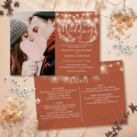 Strandlicht Terracotta-Foto in einer Hochzeit Einladung