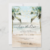 Strandlichter der tropischen Palmen Save the Date Dankeskarte (Vorderseite)