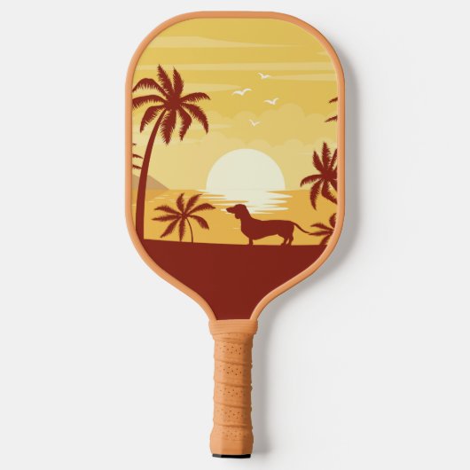 Strandliebende Dackel Pickleball-Geschenk Pickleball Schläger (Rückseite)