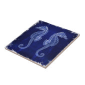 Strandliebhaber blaue Seepferde an der Küste Fliese (Seite)