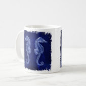 Strandliebhaber blaue Seepferde an der Küste Kaffeetasse (Vorderseite Links)
