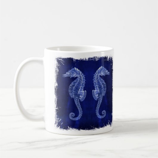 Strandliebhaber blaue Seepferde an der Küste Kaffeetasse (Links)