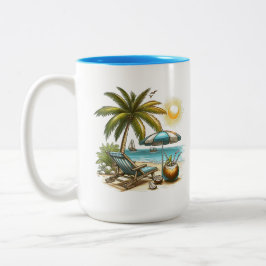 Strandliebhaber Groß Zweifarbige Tasse