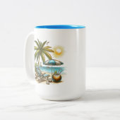 Strandliebhaber Groß Zweifarbige Tasse (Vorderseite Links)