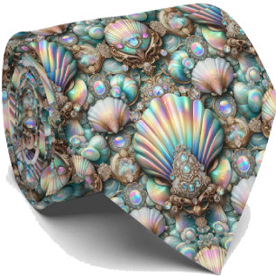 Strandliebhaber-Schal   Opal-Diamant-Muschel-Muste Krawatte