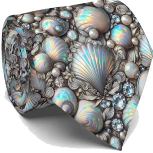 Strandliebhaber-Schal   Opal-Diamant-Muschel-Muste Krawatte