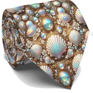Strandliebhaber-Schal   Opal-Diamant-Muschel-Muste Krawatte