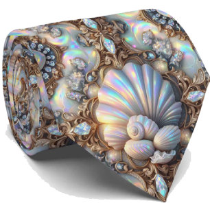 Strandliebhaber-Schal   Opal-Diamant-Muschel-Muste Krawatte