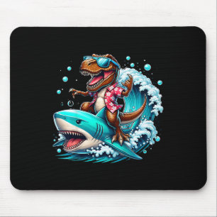 Strandliebhaber T-Rex Dinosaur reitet auf Hai beim Mousepad