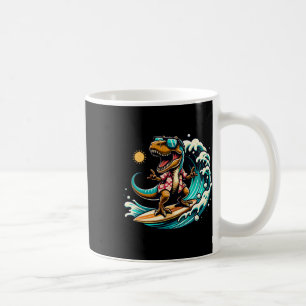 Strandliebhaber T-Rex Dinosaur reitet Surfboard Su Kaffeetasse