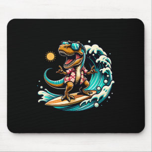 Strandliebhaber T-Rex Dinosaurier fährt Surfboard  Mousepad